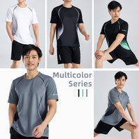 Vêtements de sport vintage pour hommes OEM, ensemble 2 pièces antibactérien, t-shirt à manches courtes et short, pour entraînements d'été, athlétique