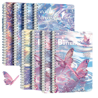 Carnet A5 120 pages à double spirale, motif papillon, papeterie pour enfants, papier épais, lignage simple, facile à déchirer