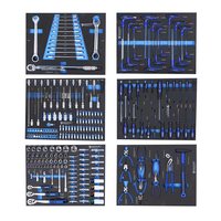 Ensemble d'outils à main professionnel de 245 pièces avec 6 plateaux en mousse EVA, inserts modulaires pour tiroirs de coffre à outils pour la réparation automobile