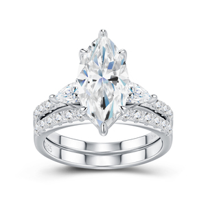 공장 가격 보석 새로운 디자인 도매 여성 럭셔리 Moissanite 세트 반지 보석 925 스털링 실버 고급 반지 - Product Image 1