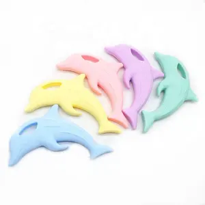 Wholesale BPA Free Custom Dolphin Silicone Teether Baby Dummy Pacifier Chewy Sensory Teething Safe Toys