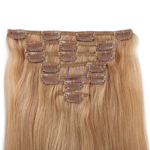 Uramy Extensions de cheveux humains à clip doublement étirées, cheveux humains artificiels à clip sans couture - Product Image 1
