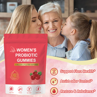 Complément alimentaire probiotique pour femmes adultes, gommes prébiotiques, soutien immunitaire, santé digestive, santé intestinale, équilibre féminin, végétalien