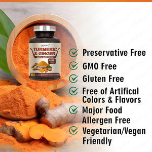 Organik zerdeçal zencefil 95% Curcuminoids en iyi emilim BioPerine karabiber zerdeçal Curcumin takviyesi bitkisel takviyeler - Product Image 6