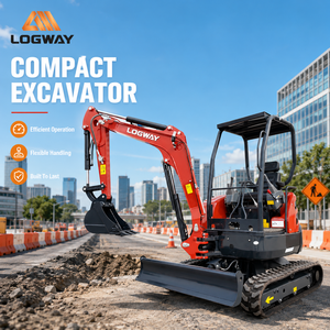 Mini-excavatrice robuste EU LOGWAY pour la réparation routière, les travaux de terrassement en montagne et en ferme, avec lame large et chenilles en acier, mini-excavatrice professionnelle - Product Image 1