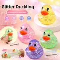 Jouet anti-stress RXS : Canard moelleux avec paillettes, jouet anti-stress canard de dessin animé, gadget créatif pour la décompression, rebond lent et doux