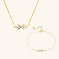 Mlluki Fashion – ensemble de bijoux en argent Sterling 925, collier et bracelets avec pendentif carré géométrique en Zircon cubique pour femmes