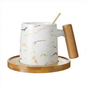 235ml Moderne Nordique Blanc Noir Cadeau Promotionnel Bureau Maison Marbre Céramique Tasse À Café Poignée En Bois Tasse <span class=keywords><strong>Coussin</strong></span> - Product Image 1