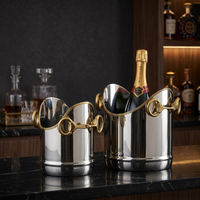 Seau à vin en métal équestre avec détail mors de cheval, seau à glace à double poignée pour champagne, idéal pour bar, table, décoration intérieure et cadeau