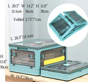 4 Color Foldable Injection Molded PP <b>Storage</b> <b>Box</b> Rolling Wheel 80L Transparent Plastic Rectangle for Clothing Toys Food <b>Storage</b> - Product Image 3
