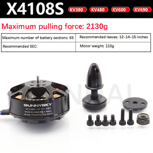 ซันนี่สกาย X4108S 380KV 480KV 600KV 690KV 6S มอเตอร์ไร้แปรงแบบ Outrunner สำหรับอากาศยานมัลติโรเตอร์  น้ำหนัก 2130 กรัม - Product Image 6