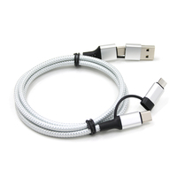Cable de Carga Rápida 4 en 1 PD 60W 3A, Cable Multi-Cargador de Nylon Trenzado USB-A a USB-C y USB-C a 8 Pines, Accesorios para Teléfonos Móviles