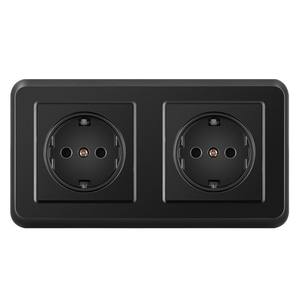 Euro 250V PC Panel Socket caja redonda doble 16A enchufe <span class=keywords><strong>de</strong></span> pared con 2 salidas <span class=keywords><strong>de</strong></span> CA integrado oculto 16A enchufe <span class=keywords><strong>de</strong></span> pared - Product Image 1