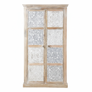 Gabinete de almacenamiento de dormitorio hecho a mano indio Muebles de madera de mango sólido Armario tallado a mano Mango de madera de alta calidad - Product Image 1