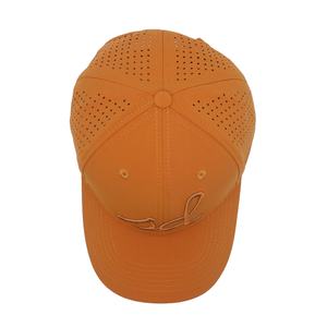 Casquette de golf unisexe orange à chevrons 6 panneaux avec logo brodé découpé au laser et imperméable pour les quatre saisons - Product Image 5