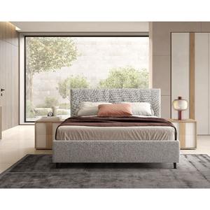 Lit double avec rangement en tissu gris clair - Product Image 1