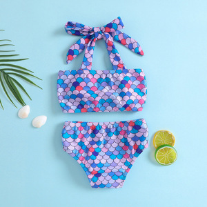 Maillot de bain d'été en forme de <span class=keywords><strong>sirène</strong></span> imprimé drapeau américain pour filles Bikini écologique pour petite fille Maillot de bain deux pièces recyclé pour enfants - Product Image 4