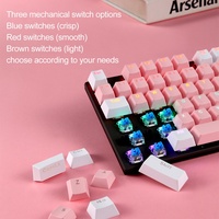 Clavier mécanique de jeu OEM HX-JX08 personnalisable blanc et rose avec touches double-shot, 104 touches, rétroéclairage LED USB Type C