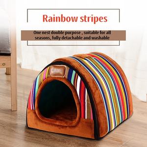 Pantoufles d'hiver chaudes pour animaux de compagnie, lit-niche pour chats et chiens, grande grotte confortable pour animaux de compagnie avec peluche douce et fond antidérapant - Product Image 6