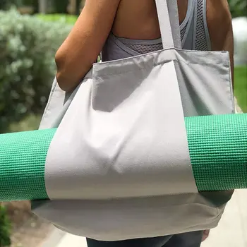Tas belanja ramah lingkungan kanvas yoga tikar kain tas tote dengan saku kustom logo tas handuk pantai