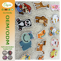 Parches de diseño con costuras transparentes de alta densidad, varios parches pequeños personalizados con animales bordados en plano para ropa de bebé.