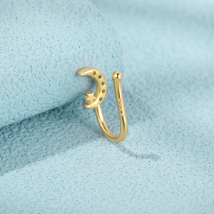 CANNER Anillo de Nariz con Forma de Estrella, Luna y Diamante, Joyería para Piercing, No se Deslustra, Anillos de Nariz Modernos en Forma de U - Product Image 4