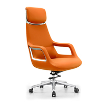 Chaise de Direction à Dossier Haut en Cuir PU avec Support Lombaire Moulé, Inclinaison Réglable, Cadre en Acier, Design Moderne, Base en Aluminium pour Bureau de Direction