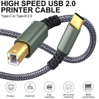 Cable USB C a B para Impresora, Cable USB B a C Trenzado de Nailon de Alta Velocidad, Compatible con Impresora/Escáner/Fax/Teclado MIDI
