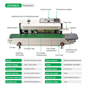 FR-900 tự động ngang Túi Nhựa nhiệt niêm phong máy ban nhạc liên tục niêm phong máy - Product Image 4