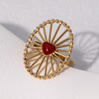 Cincin Tetesan Minyak Vintage Stainless Steel Laris Manis, Cincin Wanita Mewah Ringan Retro Tahan Air Anti Alergi Perhiasan