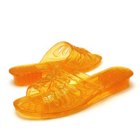 Mules de bain transparentes en plastique cristal à talon plat pour femmes