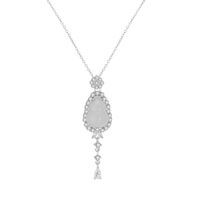 Nouveau Collier Pendentif Tendance Style Chinois avec Pompon Gourde en Faux Calcédoine Blanche pour Femme, Léger et Luxueux, Électroplaqué Shanwei