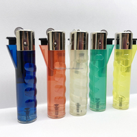 Briquet de bougie de butane de silex mince de cigarette de doigt de rouge à lèvres semi transparent avec le CLIP de couleur unie