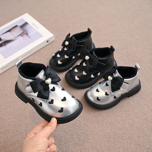 Stivali per bambini autunno inverno stivali corti per ragazze <span class=keywords><strong>con</strong></span> Pattern a forma di cuore e <span class=keywords><strong>scarpe</strong></span> da bambina alla moda <span class=keywords><strong>con</strong></span> fiocco - Product Image 3
