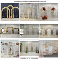LEDA Arche Métallique Dorée pour Mariage, Décoration de Scène, Écran en Fer, Cadre de Fond Décoratif pour Zone d'Accueil