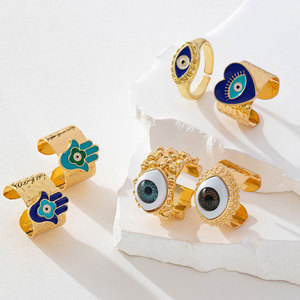 Fashion Gold Plated <b>Evil</b> <b>Eye</b> <b>Ring</b> Open Design For Party Unisex Jewelry - Product Image 4
