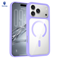Coque de téléphone portable souple violette de qualité supérieure pour iPhone 18 17 16 Pro Max, étui hybride rigide PC TPU anti-jaunissement transparent magnétique