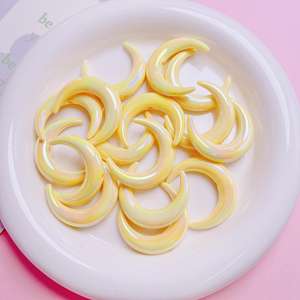 Petite lune en acrylique peinte à la main, perles d'embryon, bricolage, chaîne de téléphone portable, porte-clés, matériel, accessoires de bijoux, 33 mm, 3 g - Product Image 3