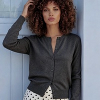 Europäisch-Amerikanischer Bestseller Damen Einfarbiger Rundhals-Cardigan mit Langen Ärmeln, Vielseitige Gestrickte Oberbekleidung Großhandel
