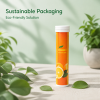 Tube en PP de 29 mm avec bouchon spiralé pour comprimés effervescents, idéal pour les suppléments vitaminiques, vente en gros, qualité alimentaire, pour distributeurs
