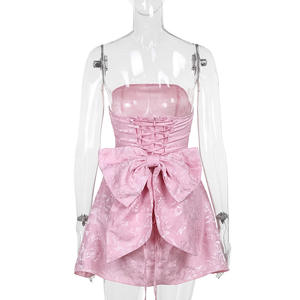 มินิเดรสผ้าซาตินหรูหราสำหรับผู้หญิงเดรสปักเกาะอกพร้อมโบว์เดรสงานพรอมสำหรับงานเลี้ยงค็อกเทล - Product Image 6