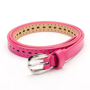 2019 Fashion Designers Metal Buckles Women's Pink Pu Leather Strap Belt For T-Shirt