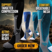 Chaussettes de football en cours d'exécution Football Navy Soccer Chaussettes de compression de sport avec logo personnalisé 20-30mmhg