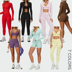 Ensemble <span class=keywords><strong>de</strong></span> <span class=keywords><strong>Sport</strong></span> 4 Pièces pour Femmes: Soutien-Gorge Dos Nageur Amincissant, Short <span class=keywords><strong>de</strong></span> Yoga, <span class=keywords><strong>Tenue</strong></span> d'Hiver pour Course en Extérieur, Gym et Fitness - Product Image 2