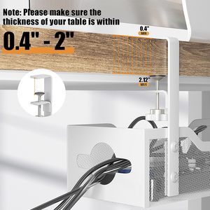 Under Desk Cable Organizer No Drill Power Cord <b>Rack</b> Rectangle <b>Wall</b> Mounted <b>Wire</b> Management Box Desktop <b>Storage</b> Solution - Product Image 3