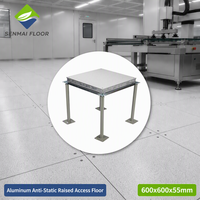 Plancher de circulation ESD moderne en aluminium 600x600x55mm pour centre de données et entrepôt, avec câblage sous plancher, panneau amovible de précision réglable