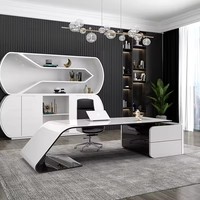 Bureau de Direction Exécutif Moderne de Luxe pour Patron ou PDG, Table de Bureau de Manager en Bois pour Usage Professionnel ou à Domicile