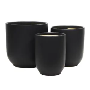 Pot bunga keramik hitam matte, kualitas tinggi pot bunga tinggi pot tanaman pot 336C-MB