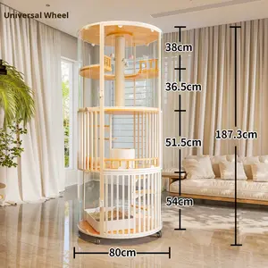 Meow Sky City Villa cylindrique panoramique <span class=keywords><strong>de</strong></span> luxe pour chat avec toilettes intégrées pour chats d'intérieur - Product Image 6