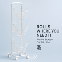 Chariot de rangement à roulettes pour linge, panier à linge détachable en fer forgé pour la maison et la salle de bain